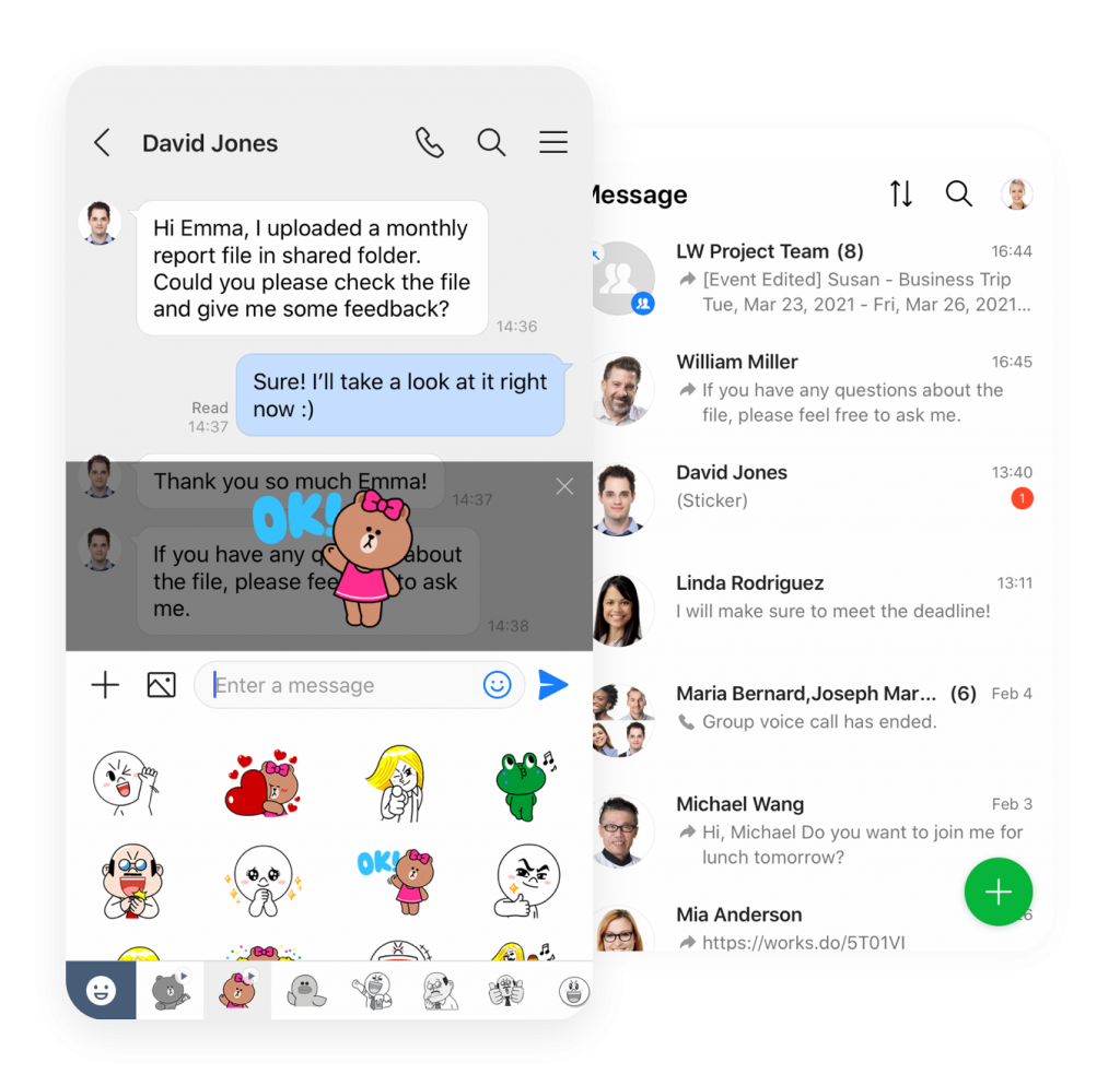 screenshot of LINE WORKS